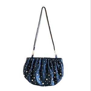 NWT Diane Von Furstenberg Black Leather Beaded Studded Bag Purse